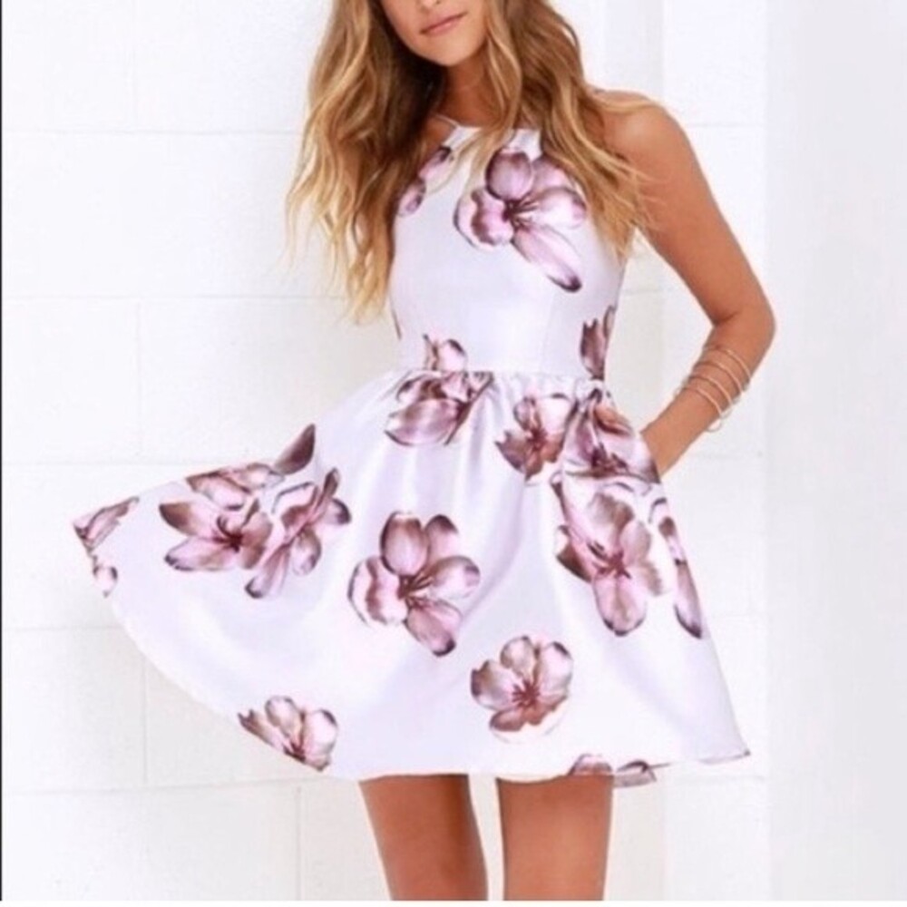 Lulus botanical bliss floral halter‎ backless dress S